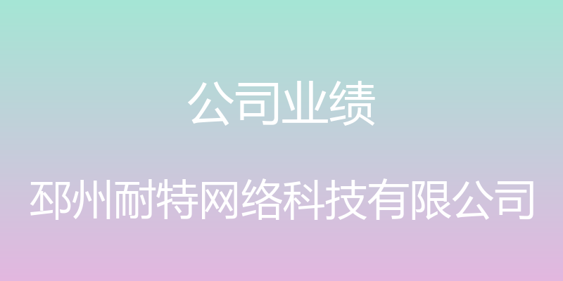 公司业绩 - 邳州耐特网络科技有限公司